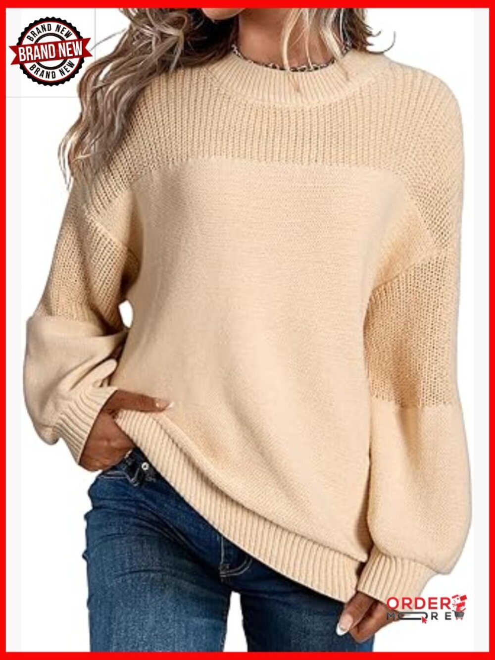 Womens Casual Long Sleeve Crewneck Knit Sweater Pullover
